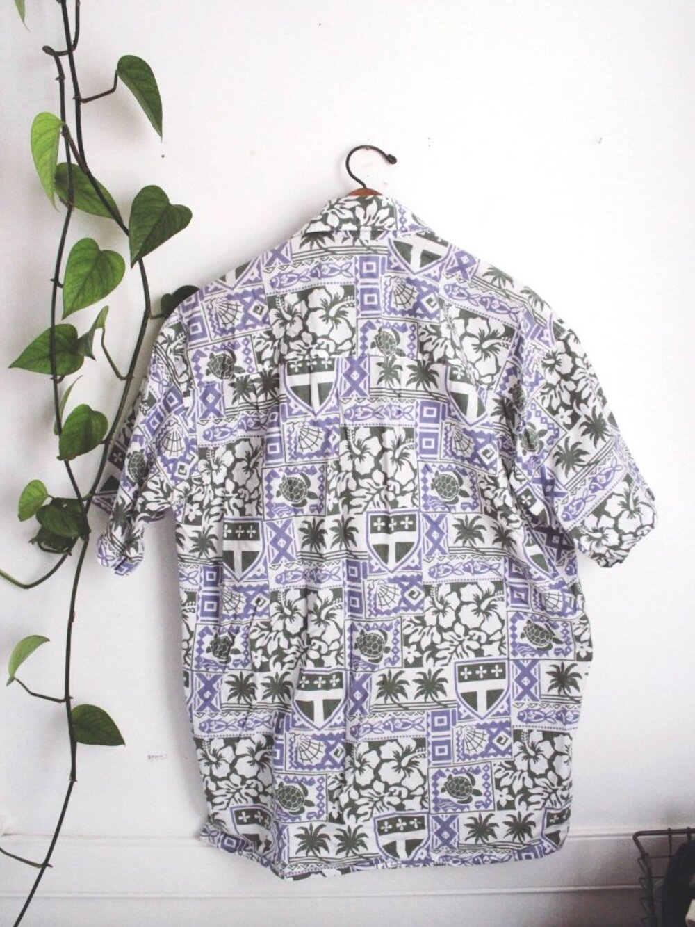 Vintage Wet Dog Hawaiian Shirt Tropical Floral Animal Button-Up Cotton Small 90s - Picture 4 of 7